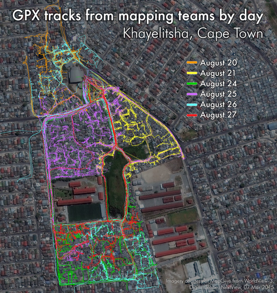 GPX tracks of mapping teams