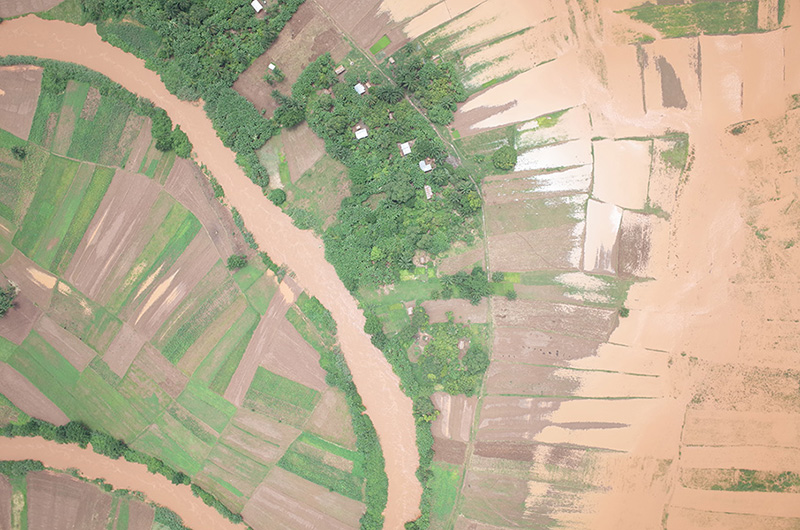 flooding observed from the air.