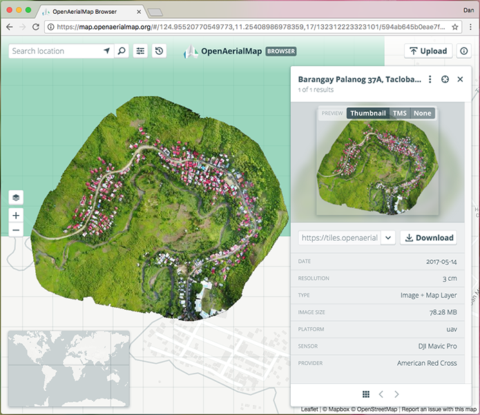Imagery on OpenAerialMap.