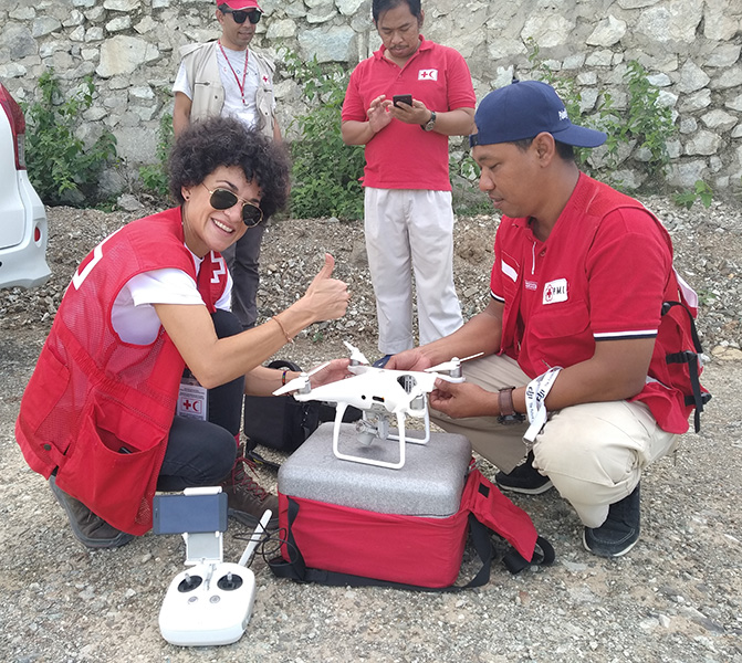 preparing to launch a drone.